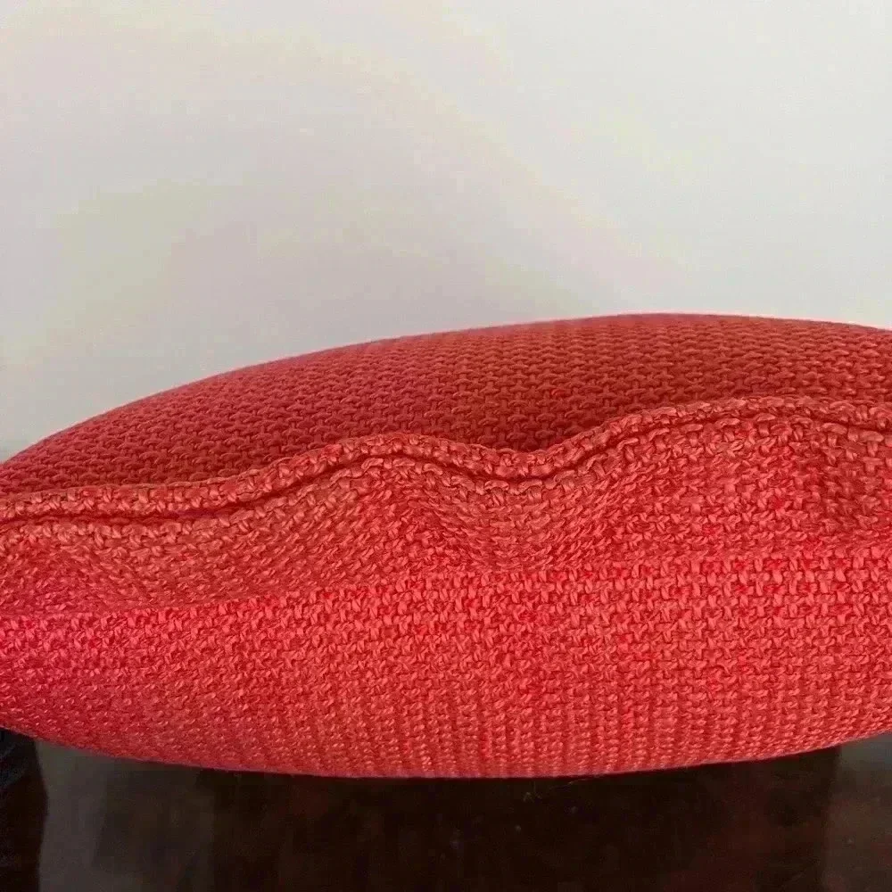 VTG Burlap Throw Pillows (2) Tassels Handmade Red And Pink Grannycore Maximalist